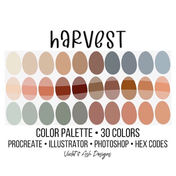 Harvest Procreate Palette - Color Chart | Photoshop | iPad Procreate | Digital Download | Fall Color Palette | Digital Illustration