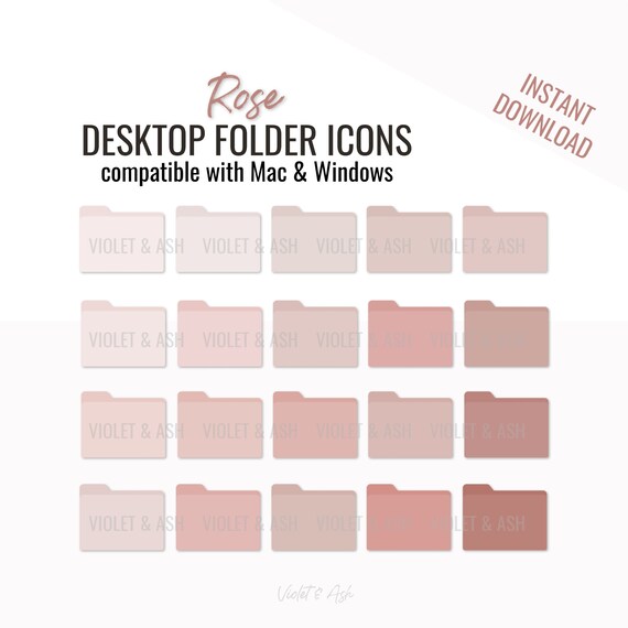 Rose Pink Desktop Folder Icons Desktop Icons Desktop Etsy