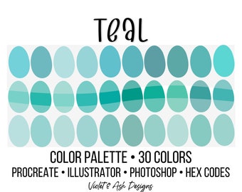 Teal Procreate Palette - Color Chart | Photoshop Swatches | iPad Procreate | Digital Download | Shades of Teal Color Palette | Dark Aqua