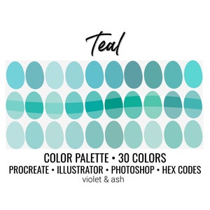 Teal Procreate Palette Color Chart Photoshop Swatches - Etsy Australia