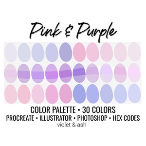 Pink and Purple Procreate Palette Color Chart Photoshop - Etsy