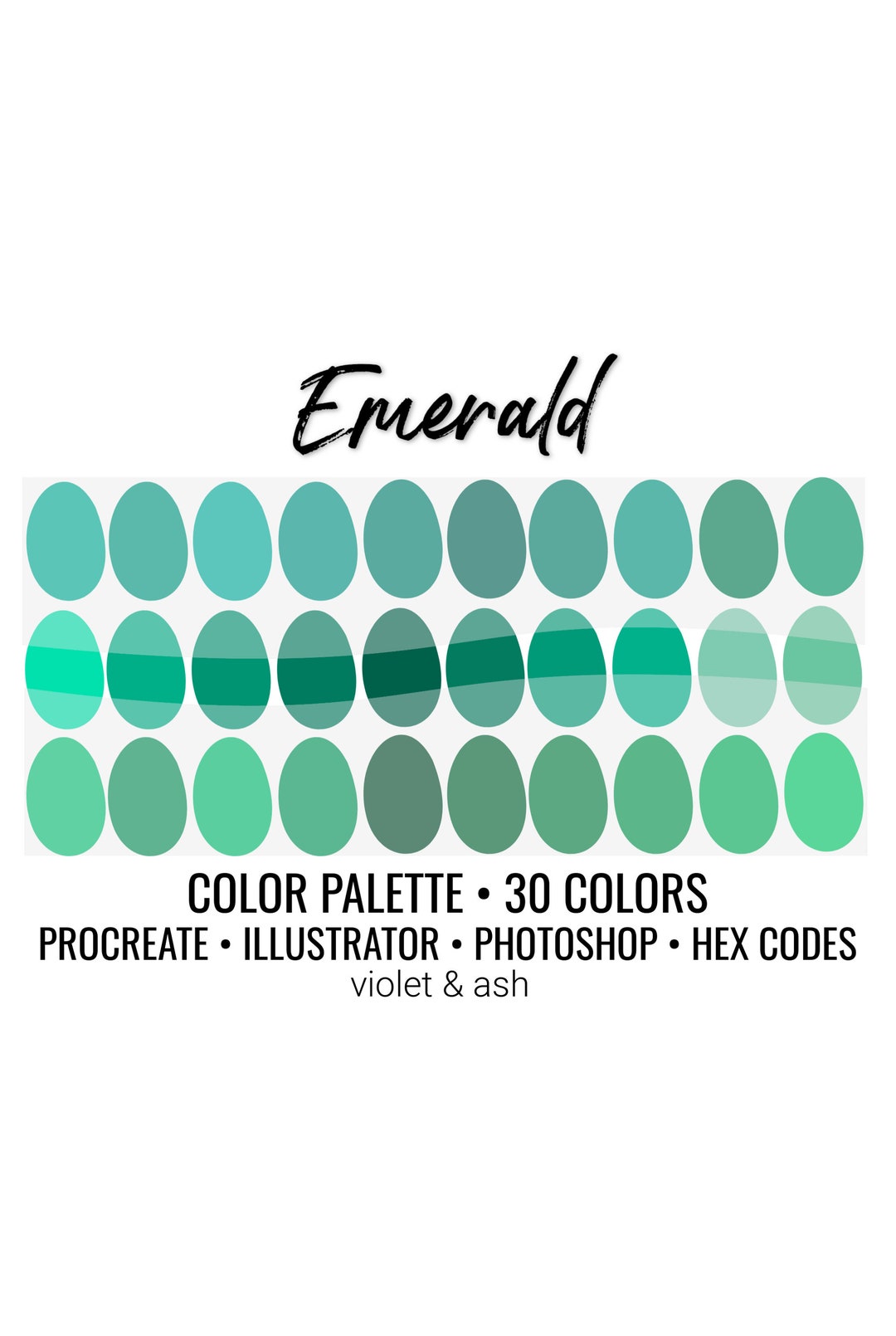 Emerald Procreate Palette Color Chart Green Color Palette Etsy
