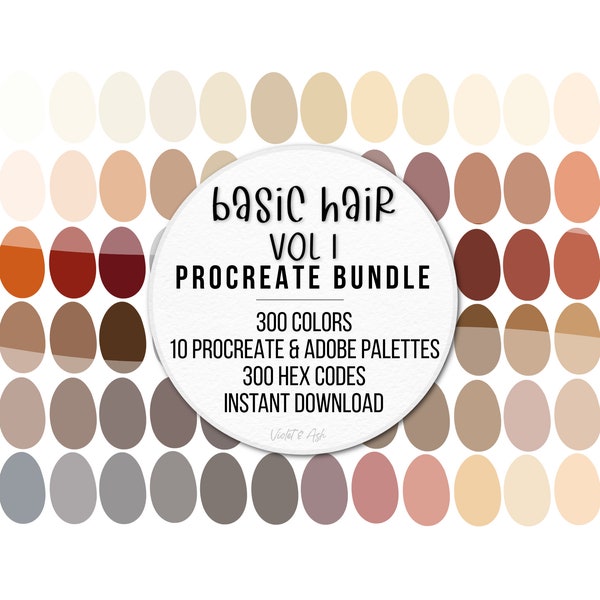 Basic Hair Procreate Palette Bundle - Procreate Palette - Procreate Swatches - Photoshop Swatches - Portrait - Brunette - Blonde - Auburn