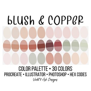 Paleta de colores rubor, cobre para Procreate - Carta de colores / Neutro para Procreate / iPad para Procreate / Descarga digital / Esquema de colores / Ilustración digital