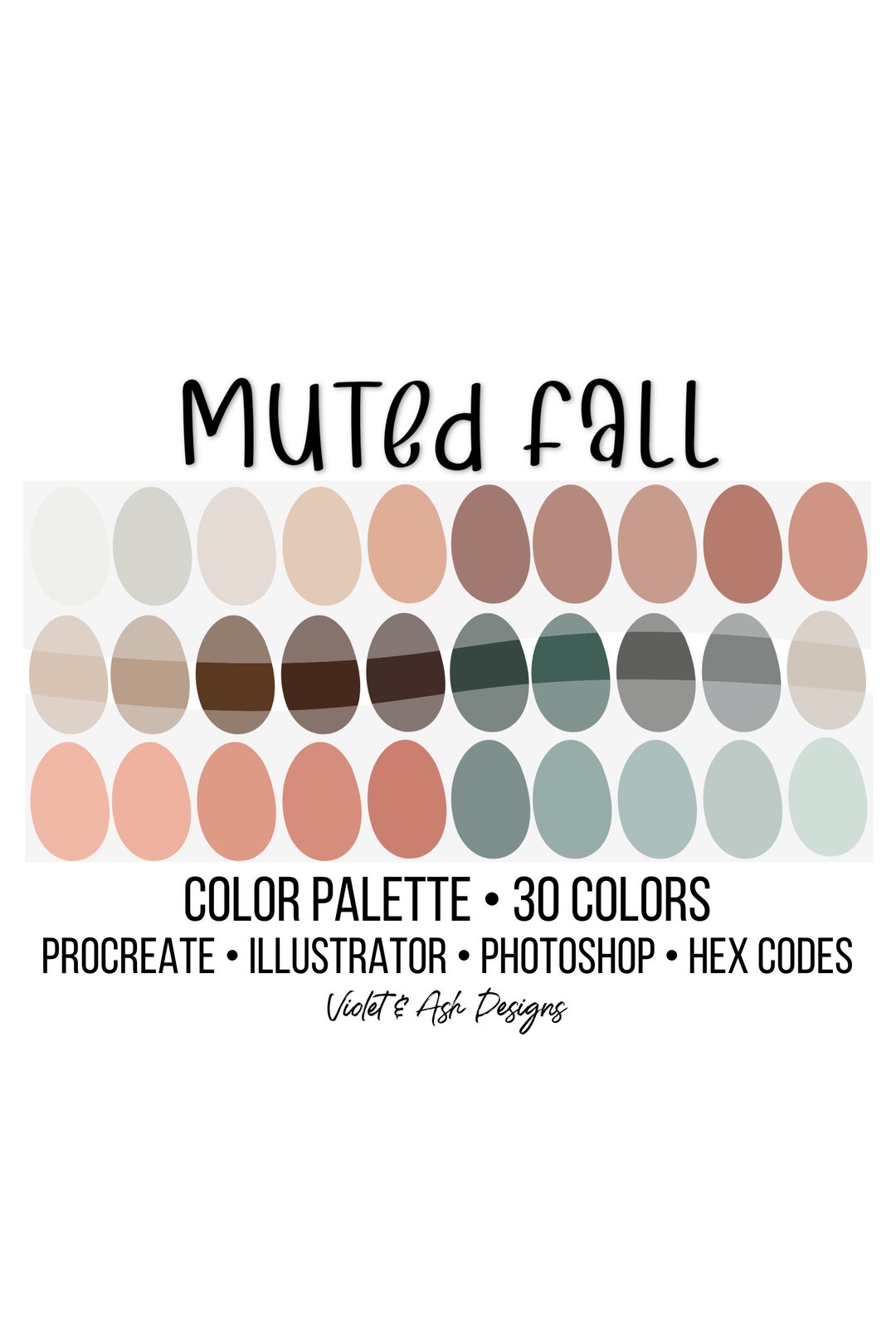 Muted Fall Procreate Palette Color Chart iPad Procreate