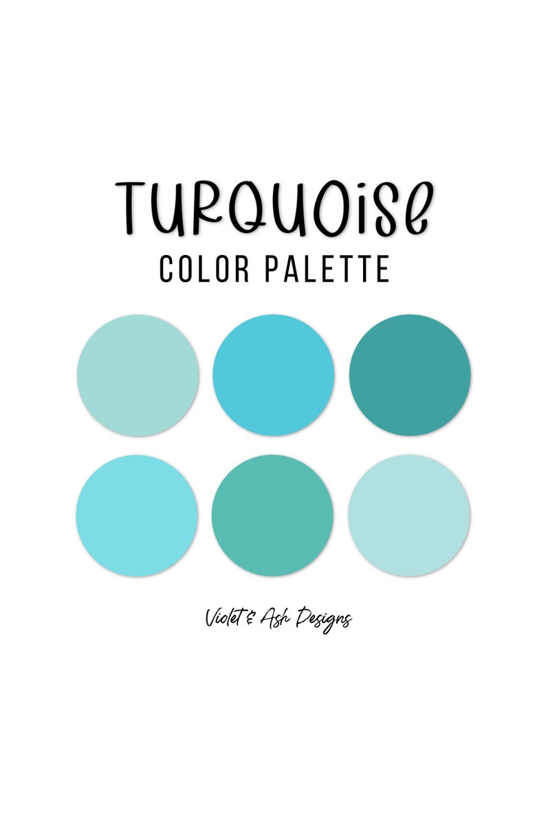 Turquoise Procreate Palette Color Chart Teal Aqua Color - Etsy