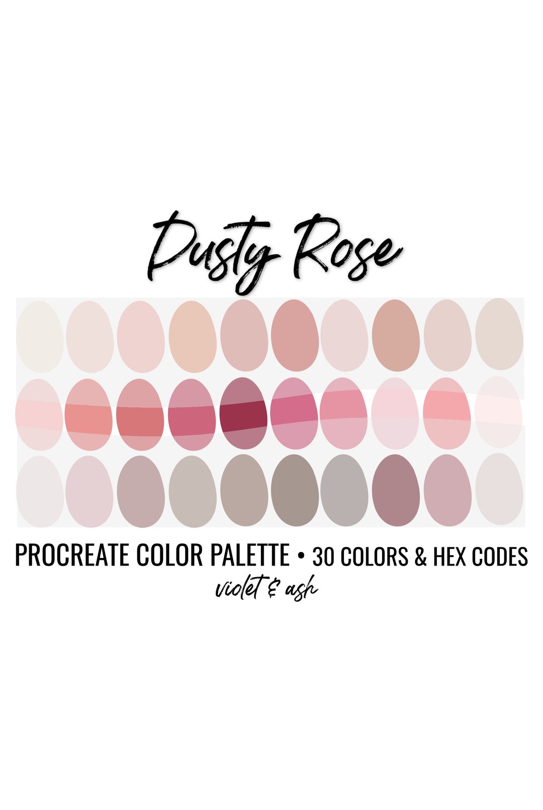 Dusty Rose Procreate Palette Color Chart Procreate - Etsy
