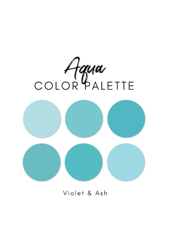 Aqua Procreate Palette Color Chart Aqua Blue Color Scheme - Etsy Uk