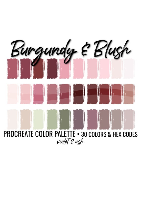 Burgundy and Blush Procreate Palette Procreate Color Palette | Etsy