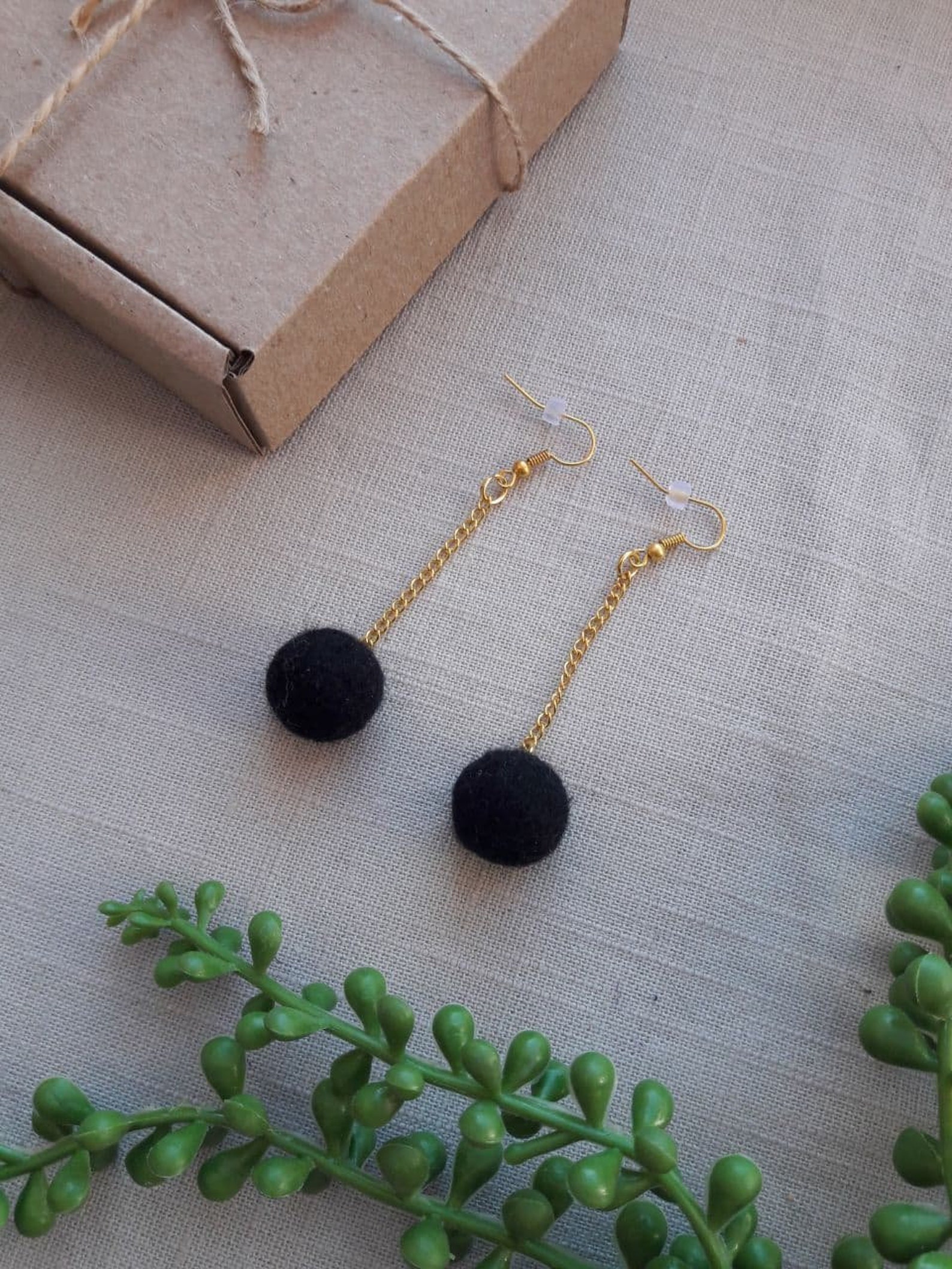 Felt ball earrings Dangle Earrings Etsy