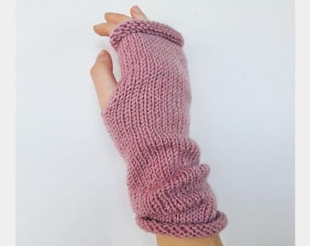 Hand Knit Semi-Wool Fingerless Gloves: Arm Warmers