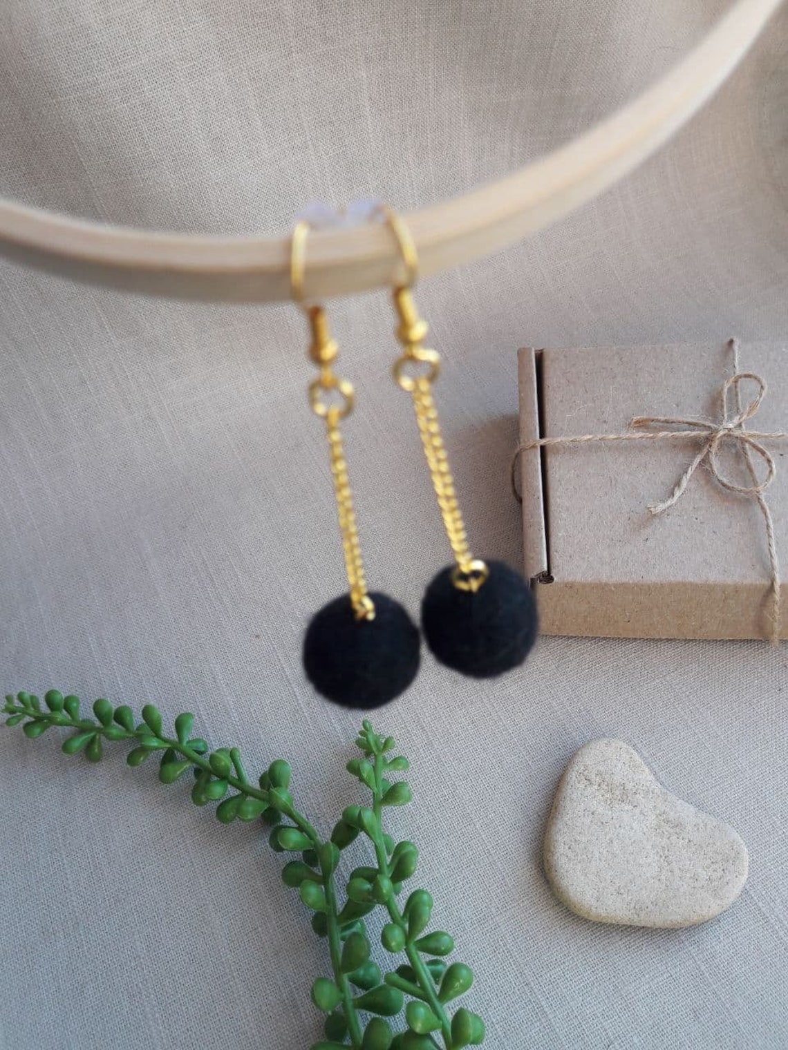 Felt ball earrings Dangle Earrings Etsy