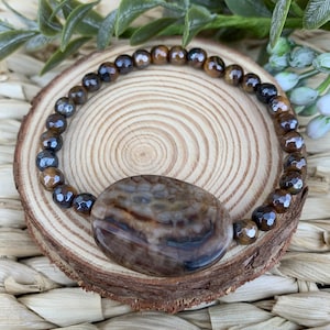Gemstone Stretch Bracelet, Earthy Boho Bracelet, Unique Jewelry, Agate Jewelry, Bohemian Bracelet