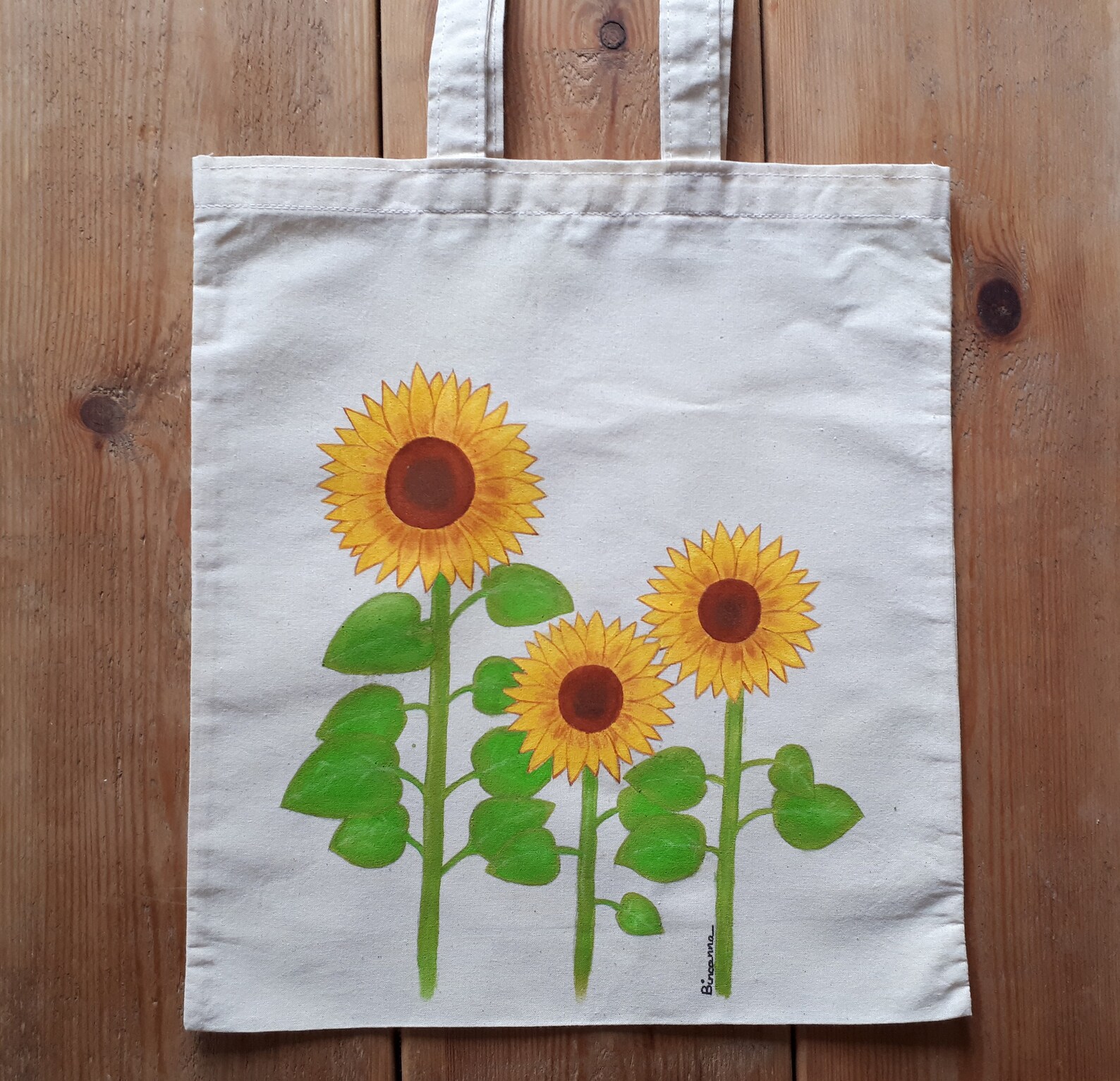 Sunflower Totebag. Handpainted cloth bag. Handpainted Etsy