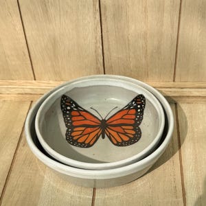 Monarch butterfly ~ wheel thrown and hand painted dish set