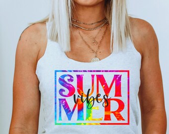 Summer Vibes Tie-Dye - Digital Png File - T-shirt Sublimation Design Clip Art - INSTANT DOWNLOAD, Sublimation designs download