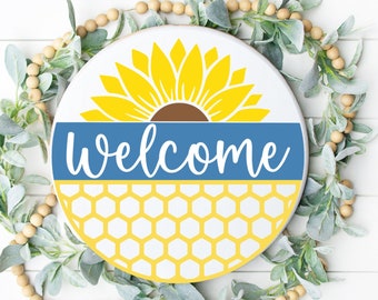 Round Sign svg | Sunflower Svg | Porch Sign Svg | Farmhouse Sign svg | Welcome svg | Flower Svg