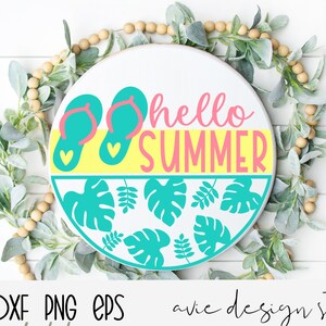 Hello Summer Svg | Flip flops svg | | Door Hanger Svg | Glowforge | Round Sign Svg | Welcome Svg | Welcome Sign Svg | Farmhouse Sign svg