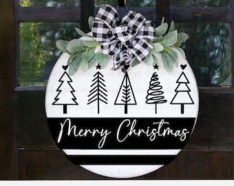 Merry christmas svg, christmas svg, door hanger svg, christmas tree svg, christmas welcome sign svg, round sign svg, holiday svg, dxf, png