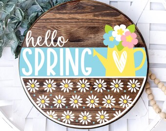 Daisy svg | Gardening Svg |Spring welcome svg | Round door hanger svg | Spring Svg | Hello Spring Porch Decor | Spring Sign Svg