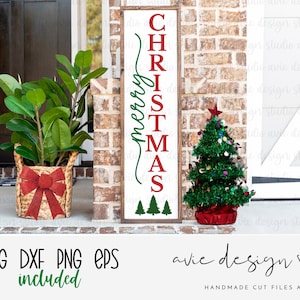 Merry Christmas Svg, porch sign Svg, Christmas Svg,  Christmas Porch Sign Svg, Vertical Sign Svg, Porch Leaner Svg, Holiday Cut File