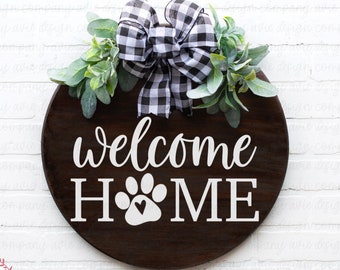 welcome home svg, welcome svg, dog svg, welcome sign svg, door hanger svg, door sign svg, farmhouse sign svg, house svg, door mat svg, dxf