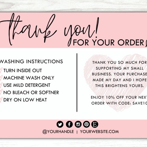 Printable Washing Instructions Card for Tshirts Template - Etsy