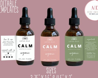 Essential Oil Label Template | Etsy