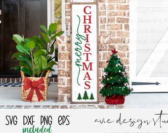 Merry Christmas Svg, porch sign Svg, Christmas Svg,  Christmas Porch Sign Svg, Vertical Sign Svg, Porch Leaner Svg, Holiday Cut File