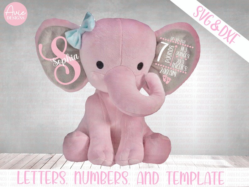 Birth Stat Elephant SVG baby girl svg Birth Announcement | Etsy