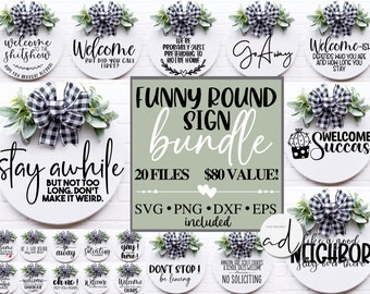Funny Round Signs SVG Bundle , Round SVG Files, Door hanger svg, welcome sign svg, farmhouse sign svg, popular svg, digital download