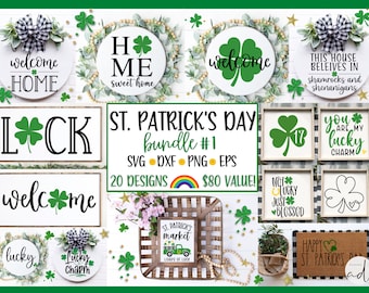 St Patrick's Day svg bundle | Shamrock svg | Lucky svg | Farmhouse Sign svg