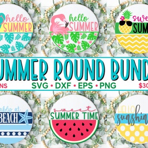 Summer Round Sign Bundle | Round Door Hanger Svg | Summer Sign Svg | Farmhouse Summer Svg | Door Decor svg | Farmhouse sign