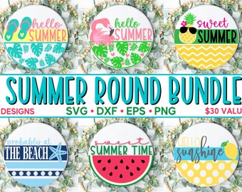 Summer Round Sign Bundle | Round Door Hanger Svg | Summer Sign Svg | Farmhouse Summer Svg | Door Decor svg | Farmhouse sign