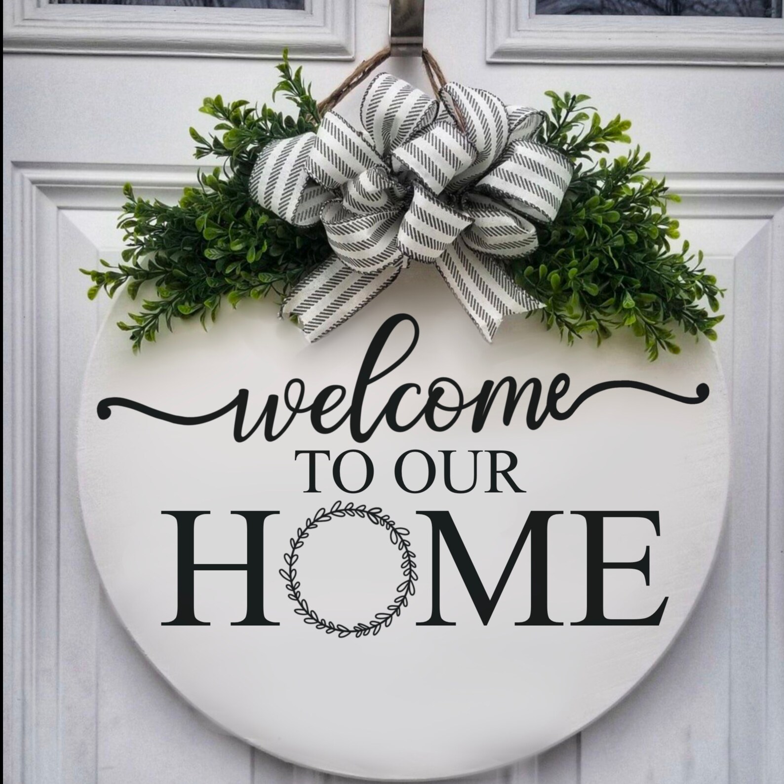 Welcome Sign svg welcome to our home svg round wood sign | Etsy