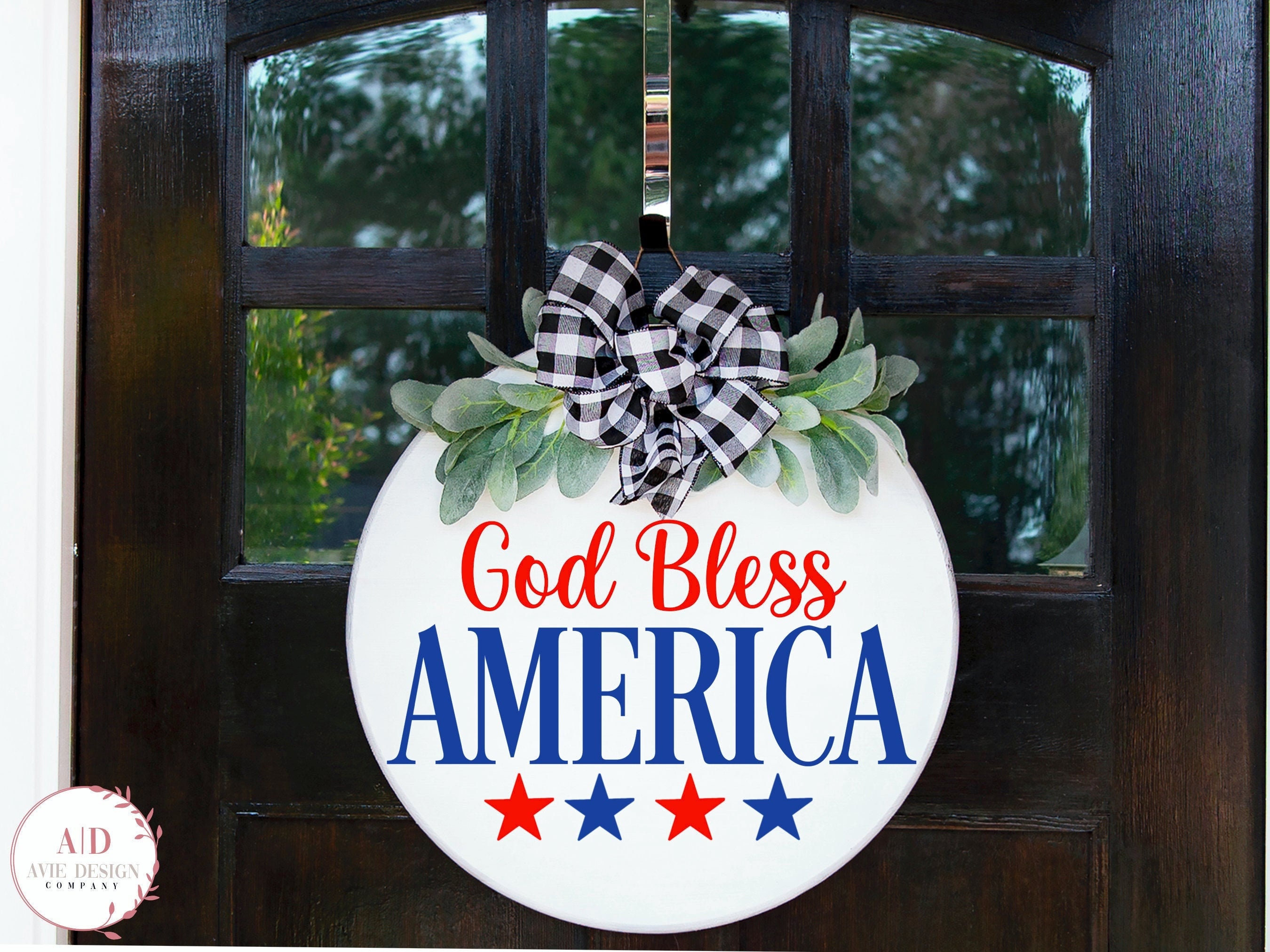 God Bless America Round Sign SVG, Round Sign for Door Download, Round ...