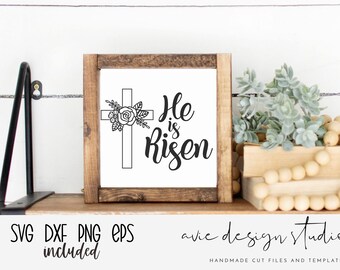 He is Risen SVG, Cross Svg, Easter Svg, Christian Svg, Jesus Svg, Bible Verse Svg, Religious Svg, He is Risen Easter Svg