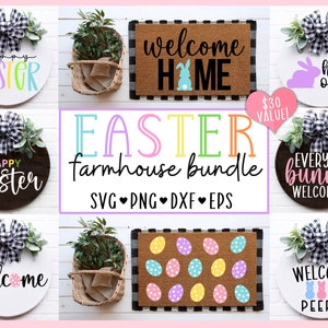 Easter sign svg bundle, easter farmhouse svg, farmhouse svg bundle, welcome sign svg, doormat svg, easter svg, spring svg, peeps svg, dxf