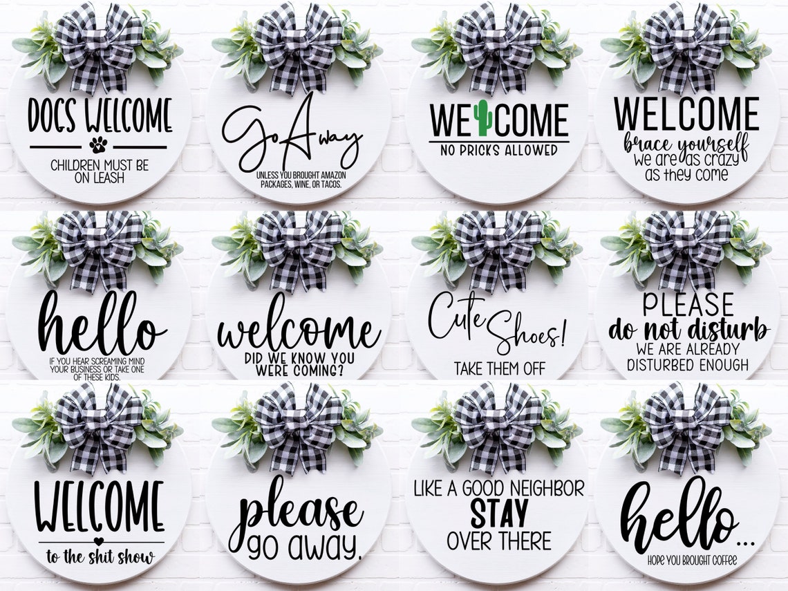 Funny Round Signs SVG Bundle , Round SVG Files, Door Hanger Svg ...