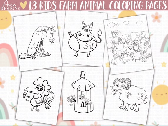 Coloring Pages for Kids 13 hand drawn farm animals for kids