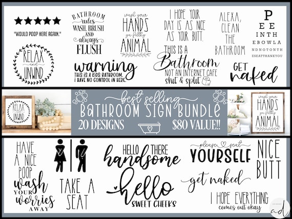Bathroom SVG Bundle, Farmhouse svg, Bathroom Quote, Restroom svg, Potty Dance svg, Bathroom Sign SVG, Funny Bathroom SVG, svg File Cricut