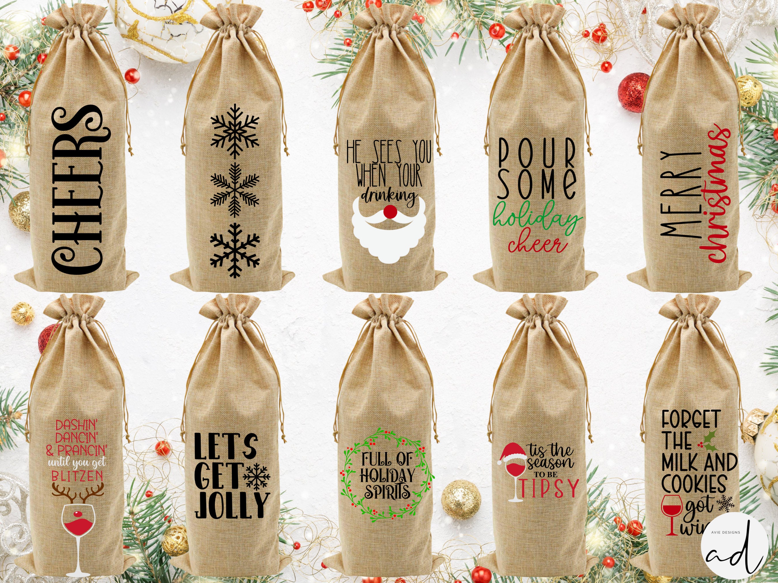 Christmas Wine Svg Bundle, Funny Christmas Svg, Holiday Svg, Christmas ...