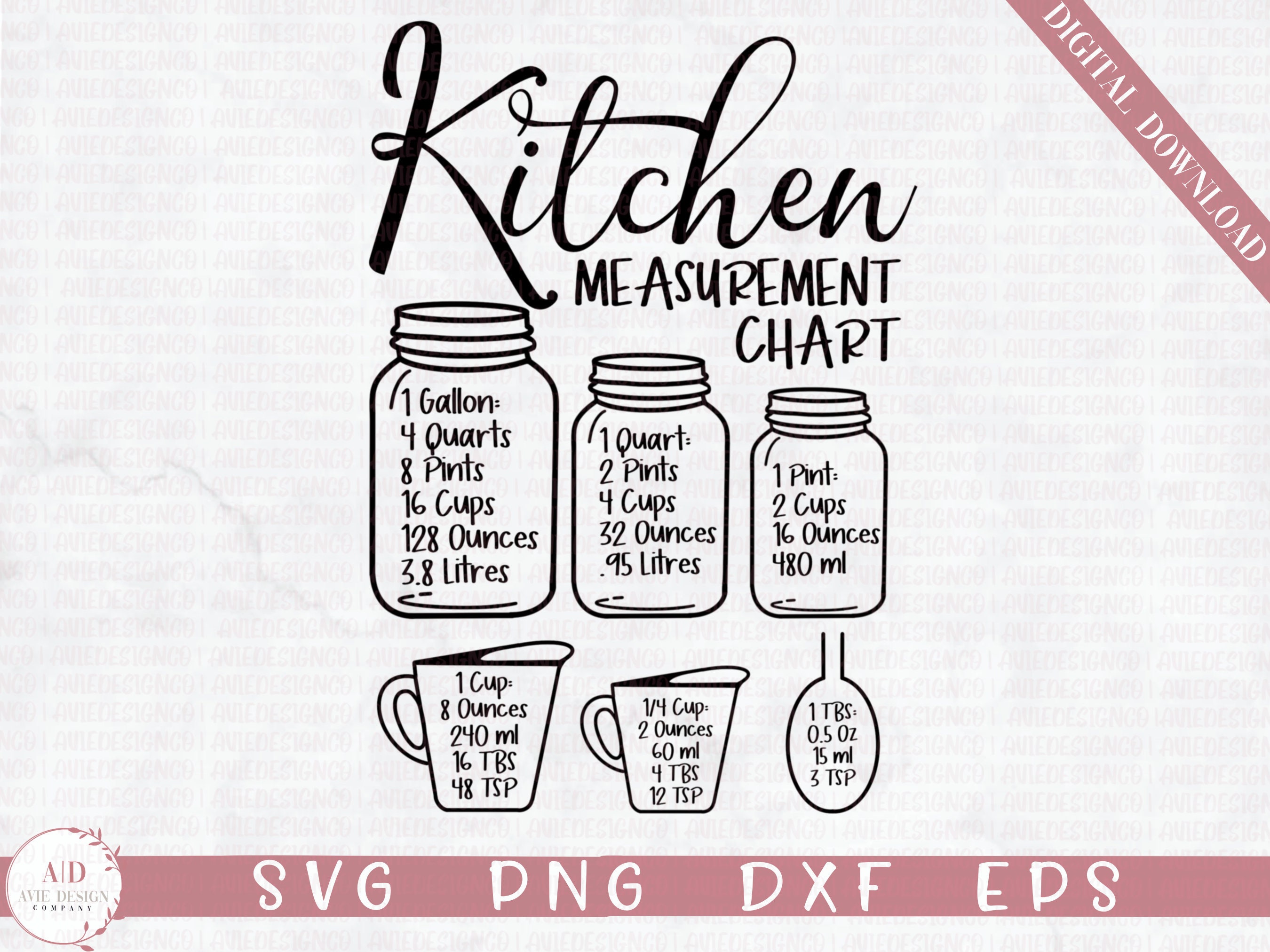 Kitchen conversion chart svg kitchen measurement svg cricut etsy vrogue