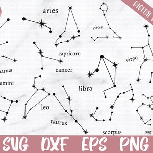 Constellation du zodiaque étoile svg png | svg du zodiaque | horoscope svg | fichiers de coupe cricut svg | constellation d'étoiles | signes astrologiques svg | signes du zodiaque svg