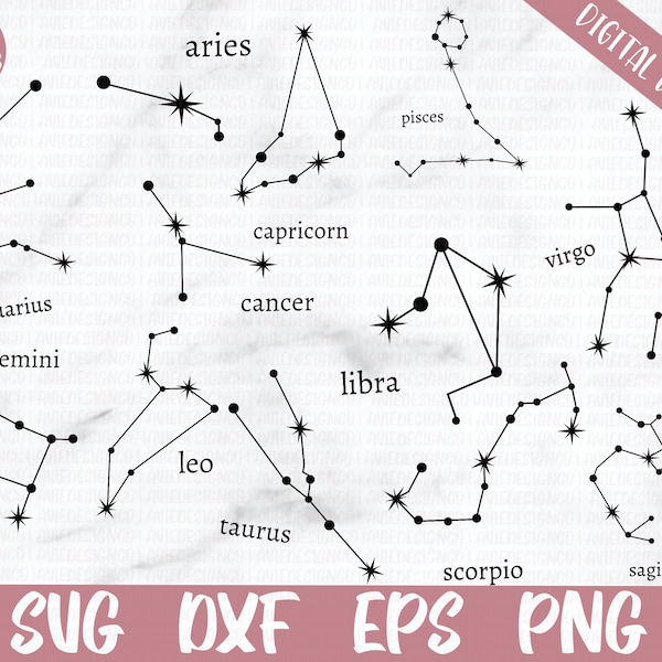 Star zodiac constellation svg png| zodiac svg| horoscope svg| cricut svg cutting files| star constellation| star signs svg| zodiac signs svg