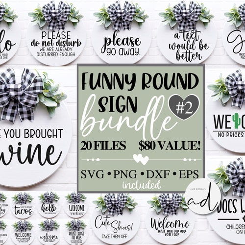 Funny Round Signs SVG Bundle Round SVG Files Door Hanger - Etsy