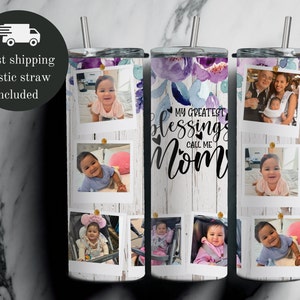 Personalized Tumbler Photo For Mother’s Day, 20oz Skinny Tumbler for Mother’s Day or Birthday Gifts