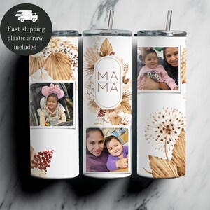 Custom tumbler for Mother&#39;s Day Gifts, 20oz Glow in the dark skinny Tumbler gifts for mom, Personalized Photo Tumbler for mom for her