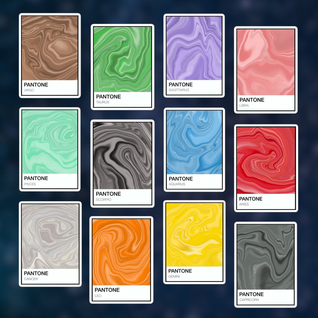 Zodiac Sign Pantone Swatch Stickers Zodiac Astrology Signs Etsy