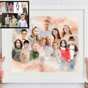 Merge family photos, Combine pictures into one, Add deceased loved one or someone to photo, Custom family portrait gift, Mother's day gift